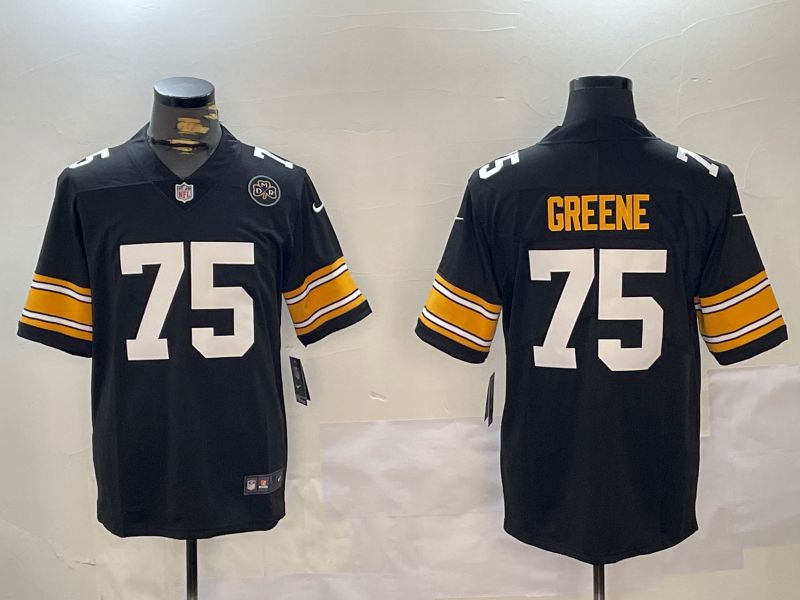 Men Pittsburgh Steelers #75 Greene Black 2024 Nike Vapor Limited NFL Jersey style 4